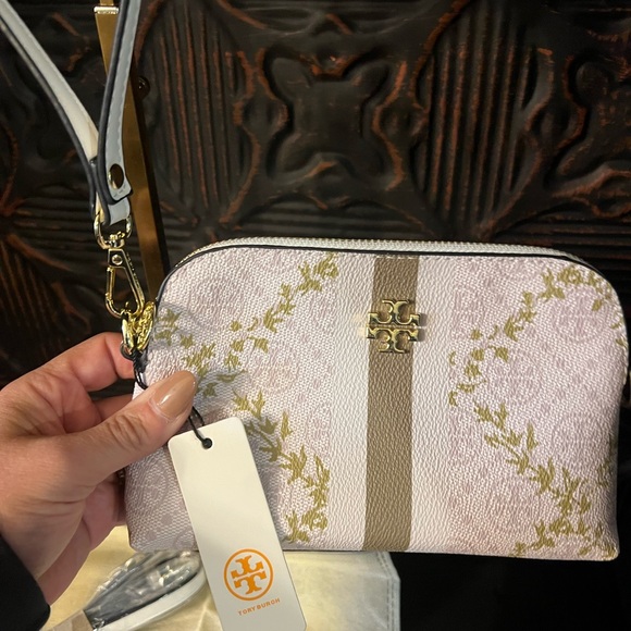 Tory Burch Olive Green & Light Purple Wristlet w/ Long Crossbody Strap NWT - Picture 13 of 15